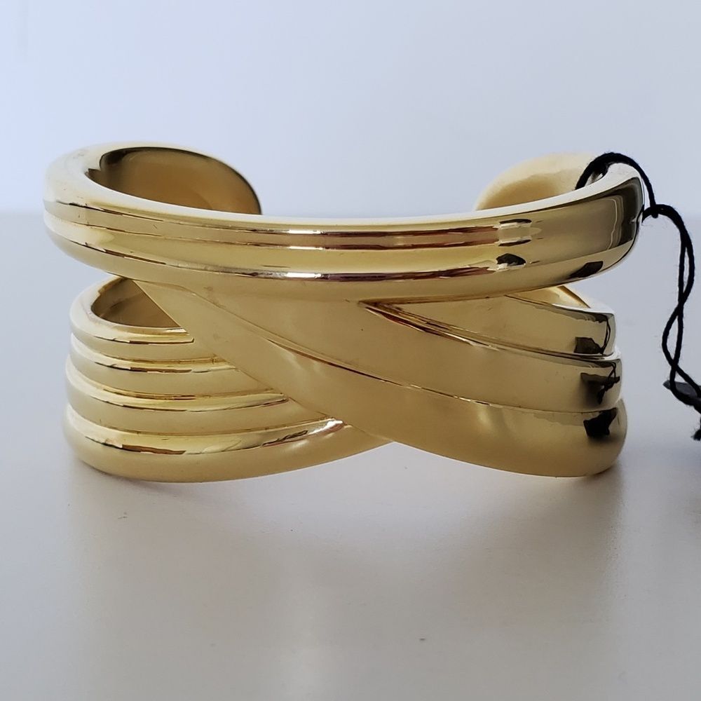MILOR ITALY 14K Yellow Gold Resin Core Cuff Bracelet